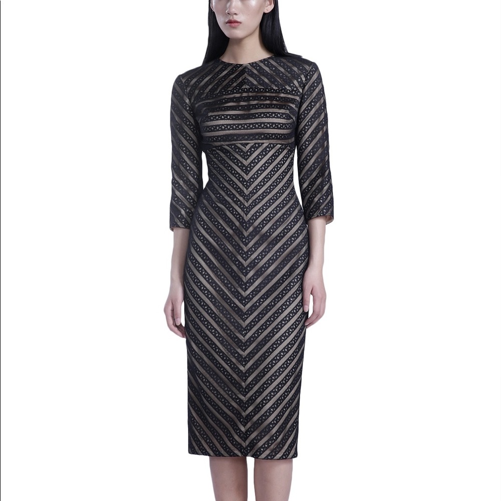 Black chevron fitted maxi dress
